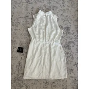 Lulus Classic Elegance White Satin Sleeveless Mock Neck Mini Dress Size large thumbnail 5