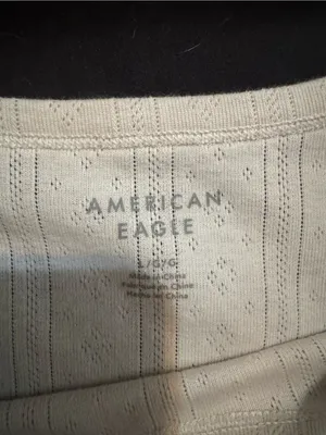 American Eagle Outfitters Cream Short Sleeve Tee with Pink Floral Detail thumbnail 2