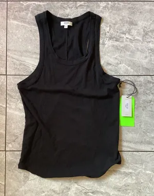 AGOLDE Morris Tank Black Raven Ribbed Racerback Scoop Neck Top A1006-1629 Size M thumbnail 1