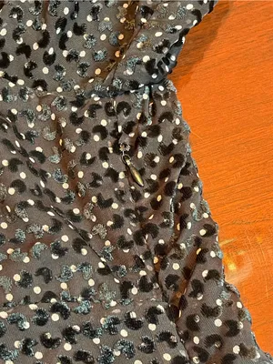 Du Paradis Black Velvet Dot Sheer Sleeve Square Neck Party Dress Size M thumbnail 8