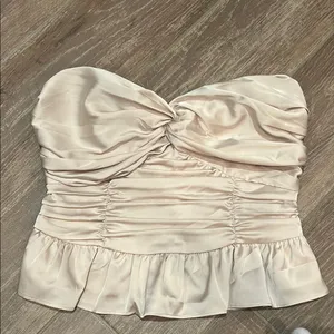 Express Cream Strapless Top thumbnail 1