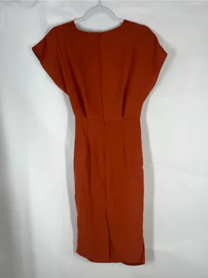 ASOS Twist & Drape Midi Dress in Rust Orange thumbnail 6