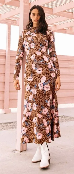Free People Retro Romance Mixed Print Long Sleeve Dress thumbnail 1