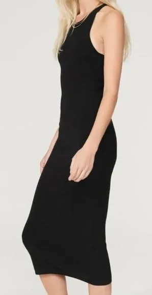 ALC Frank Black Ribbed High Neck Tank‎ Midi Marc Dress Casual Summer Racerback thumbnail 1