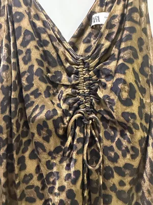 Zara Leopard Print Slip Mini Dress in Brown and Black thumbnail 3
