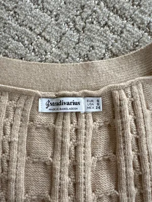 Stradivarius Tan Button Up Sweater Vest thumbnail 3