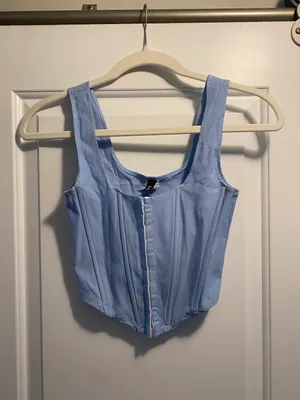 JNK Light Blue Bustier Crop Top With Clasps thumbnail 1