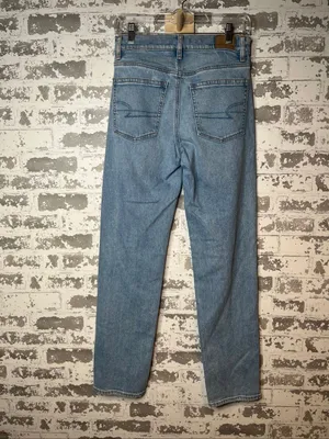 American Eagle | women super high rise straight denim jeans thumbnail 8
