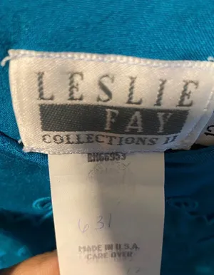 Leslie Fay Vintage Teal embroidered button front jacket blazer suit coat thumbnail 2