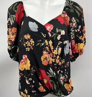 Umgee floral faux wrap blouse thumbnail 1