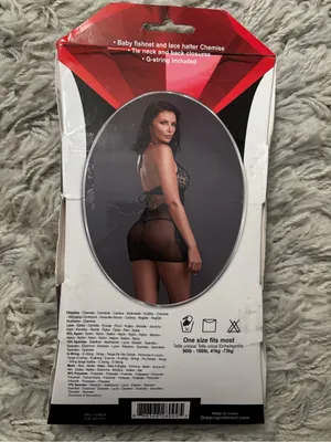 Dreamgirl Halter Chemise with Black Lace Fishnet with G-String Women’s One Size thumbnail 7