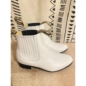 White Leather Chelsea Boots El Besserro 22.5 Boho Western Quiet Luxury‎ Cowgirl thumbnail 3
