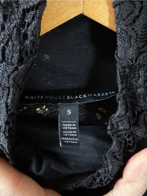 White House | Black Market Black Lace Turtleneck Long-Sleeve Top Small thumbnail 5