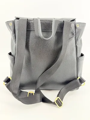 Freshly Picked Classic Diaper Backpack bag Black vegan pebbled leather large thumbnail 3