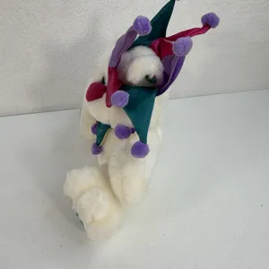 Vintage Cloud 9 Jester‎ Joker White Teddy Bear Stuffed Animal Plush Toy 9" thumbnail 5