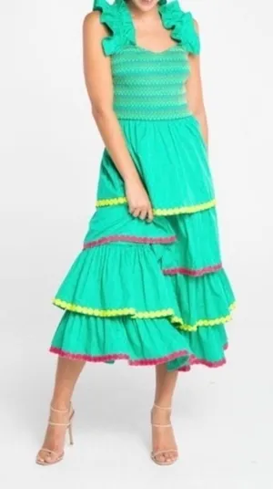 Alden Adair. Frida Ruffle‎ Smocked Midi Dress. thumbnail 1