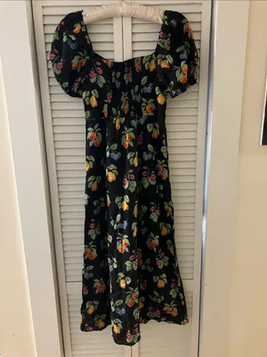 Princess Highway Black French Fruit Midi Dress Size Small NWT thumbnail 7