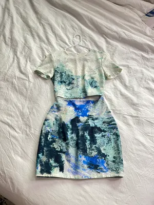 Bec + Bridge blue watercolor cut out short sleeve mini dress 4 thumbnail 7