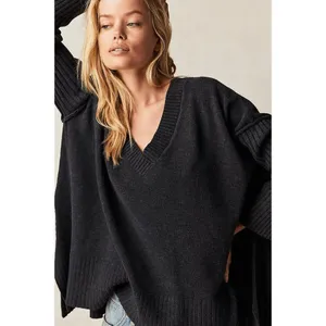Free People Orion Charcoal Gray A-Line Tunic Oversized Sweater XS thumbnail 9