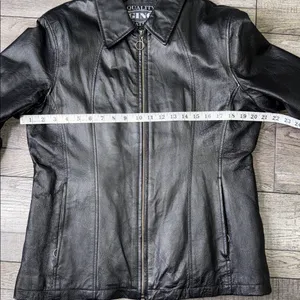 Gino Quality Leather Elegant Black Ladies Jacket Size L thumbnail 6