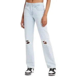 Levi's Light Wash Low Pro Straight Distressed Relaxed Jeans Sz 26 L31” thumbnail 2