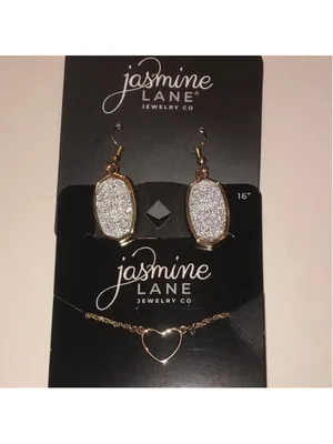 Jasmine Lane Gold Tone and Silver Earrings and Necklace Set thumbnail 2