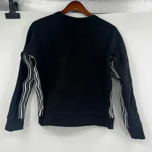 Athleta 24/7 Striped Crewneck Sweatshirt Black & White pullover crew neck medium thumbnail 7