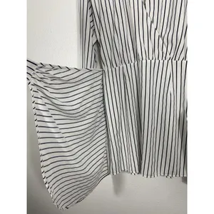 Abercrombie & Fitch White and Black Striped Wrap Mini Dress Size MT thumbnail 9