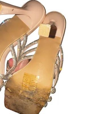Bella Marie Blush Nude Rhinestone Strappy Mid-Heel Sandals thumbnail 5