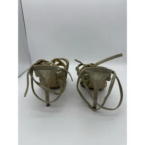 Ivanka Trump 4.25" Heels Womens 7.5 Beige Stiletto Tie Strappy Wedding Party thumbnail 5