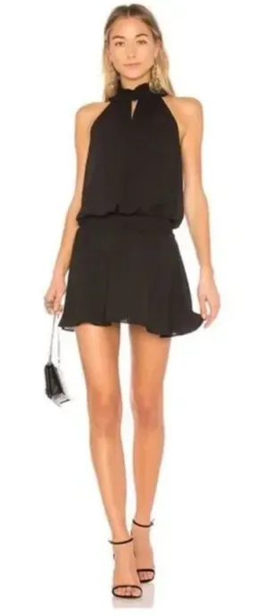 AMANDA‎ UPRICHARD Black Kimmie Dress Mini Smock Waist High Neck Size Large thumbnail 1