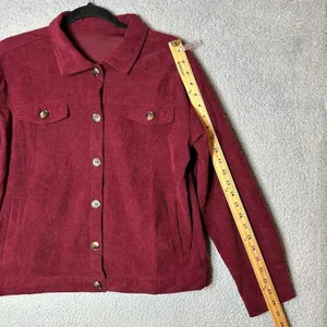 Corduroy Jacket Womens S‎ Red Rust Collared Long Sleeve Button Up Corduroy NEW thumbnail 6