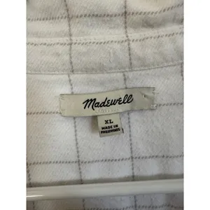 Madewell white plaid boyfriend flannel button up size xl thumbnail 4