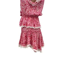 Misa Los Angeles‎ Lilian Dress Tiered Ruffle Animal Floral Print Pink Size XS thumbnail 10