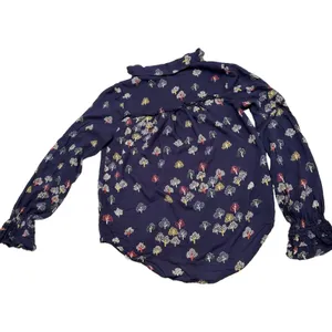 Anthropologie Maeve Fredericka Button Down Top Sz 2 Trees Navy thumbnail 5