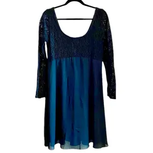 Vintage 90s black lace Chiffon sheer overlay babydoll dress Grunge Emo LBD Goth thumbnail 11
