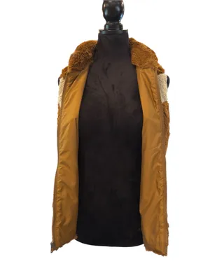 Patagonia High Pile Faux Fur Vest Gorpcore Brown Chevron Full Zip Layering M thumbnail 6