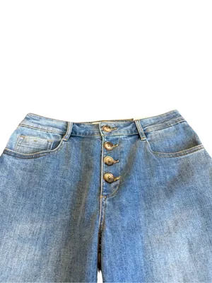 Tribal Jeans Audrey Light Wash Wide Leg Cropped Jeans Button Size 8 Women's NWT thumbnail 4