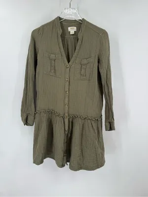 Anthropologie Maeve Katie Textured Utility Tunic Dress size 0 thumbnail 3