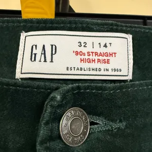 GAP 14 34X32 Tall 90s Straight High Rise Corduroy Pants Essex Green Retro Preppy thumbnail 6