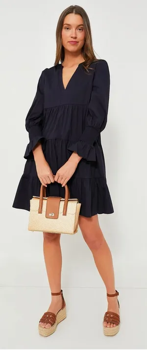 Tuckernuck Pomander Place Navy Cotton Poplin Kenzo Mini Dress Size Medium thumbnail 1