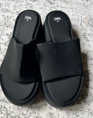 Zara BLACK Lug Sole Neoprene slide slip Sandals thumbnail 1