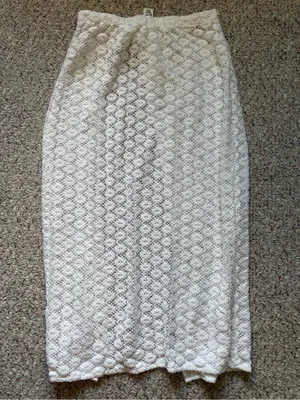 Cotton On Body Open Mesh Beach Sarong Wrap Skirt White Knit Size Women’s Medium thumbnail 10