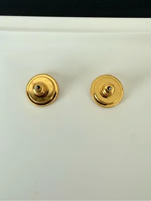 Tory Burch | Gold Plated Earrings with Green Malachite-Style Stones | Small/Med thumbnail 4