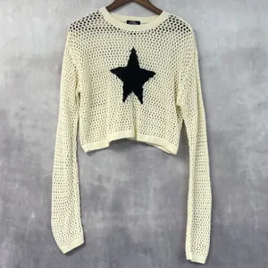 Social Collision Womens Star Mesh Crochet Sweater Size M‎ Edgy Indie Goth Grunge thumbnail 11