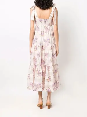 Zimmermann Rosa Striped Lilac Rose Picnic Dress Cotton Silk Maxi thumbnail 5