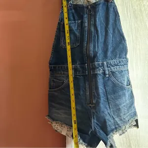 Free People Sunkissed Denim‎ Short Overalls Zip Front Jean Shortalls NEW Size 2 thumbnail 9