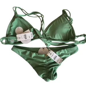 PQ swim agave basic ruched bottoms size D top M bottom Green Size M thumbnail 3