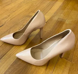 nude beige pointed toe stiletto heels thumbnail 1