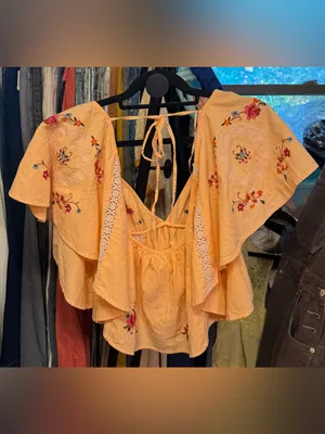 NWT Free People Make Me Yours Blouse - peach combo - Small thumbnail 10